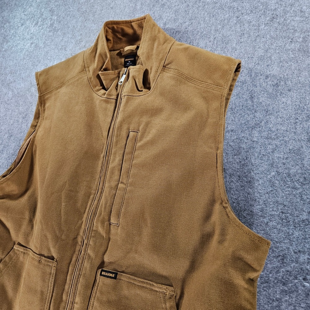 Brahma Mens Trailblazer Brown Canvas Quilted Work Vest XL BR3510013491T